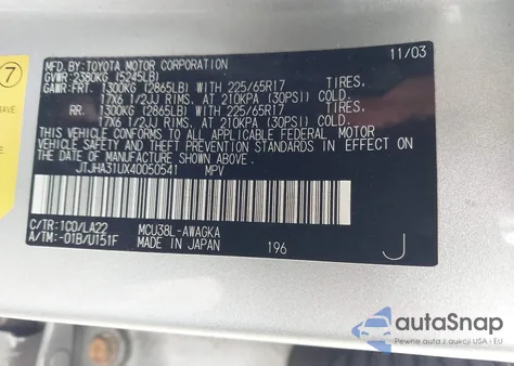 2004 Lexus Rx 330 из США, поврежденный, VIN JTJHA31UX40050541